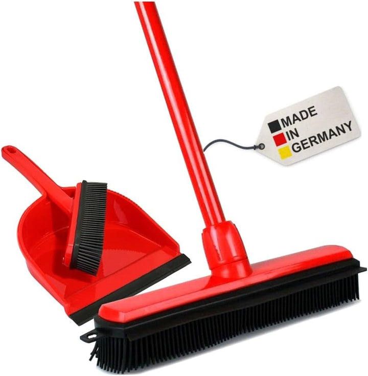 BawiTec Gummibesen Noppenbesen Friseurbesen-Set Kehrgarnitur Teleskopstiel Handfeger Kehrschaufel Ti