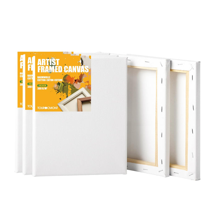 5 Stück Leinwand 24x30 cm aus Baumwolle 380 g/m² Leinwände zum bemalen 100% Säurefrei 3-fach weiss g