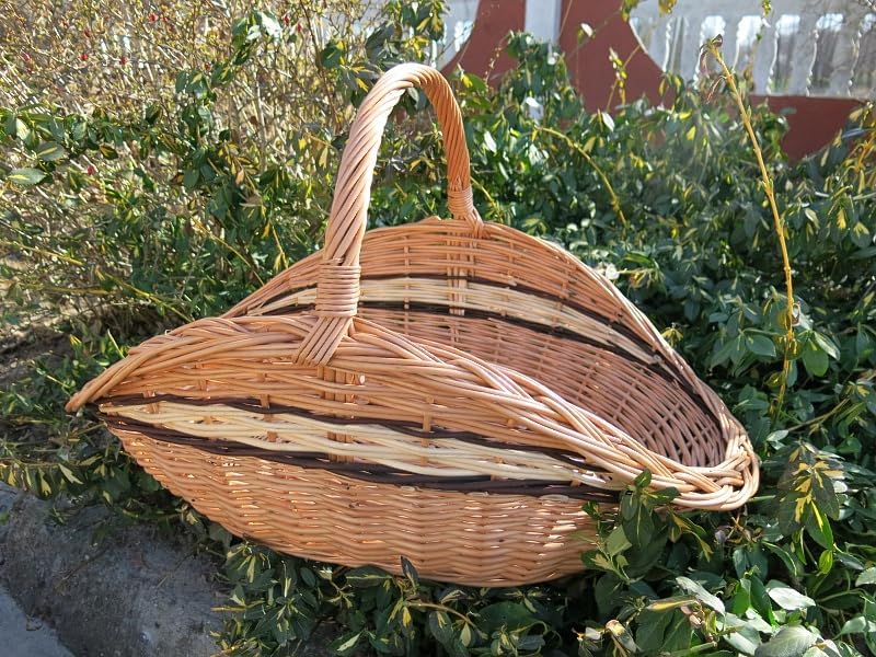 Vollweidener Kaminkorb, Kaminkorb aus Weide, naturfarbiger Weidenkorb für Kaminholz 65, 65