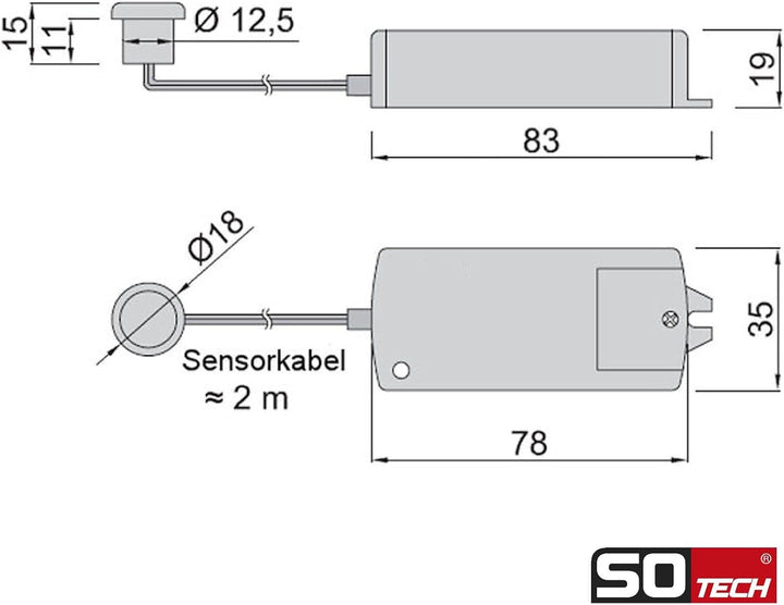 2 x SO-TECH® Mini-Sensor Bewegungsmelder schaltet durch Handbewegung Bewegungssensor Bewegungsschalt