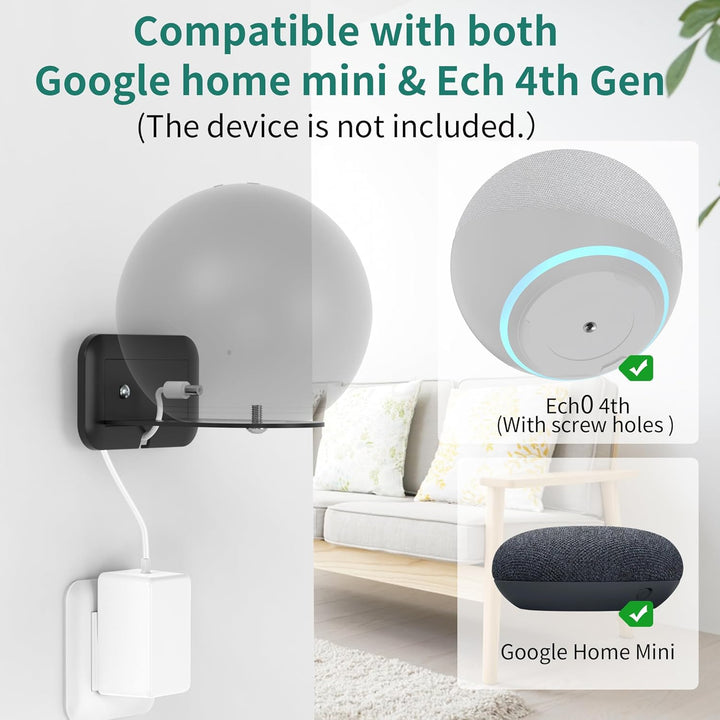Cozycase Wandhalterung für E 4. Gen & Home Mini – Halterung Ständer mit Kabelmanagement aus Metall (