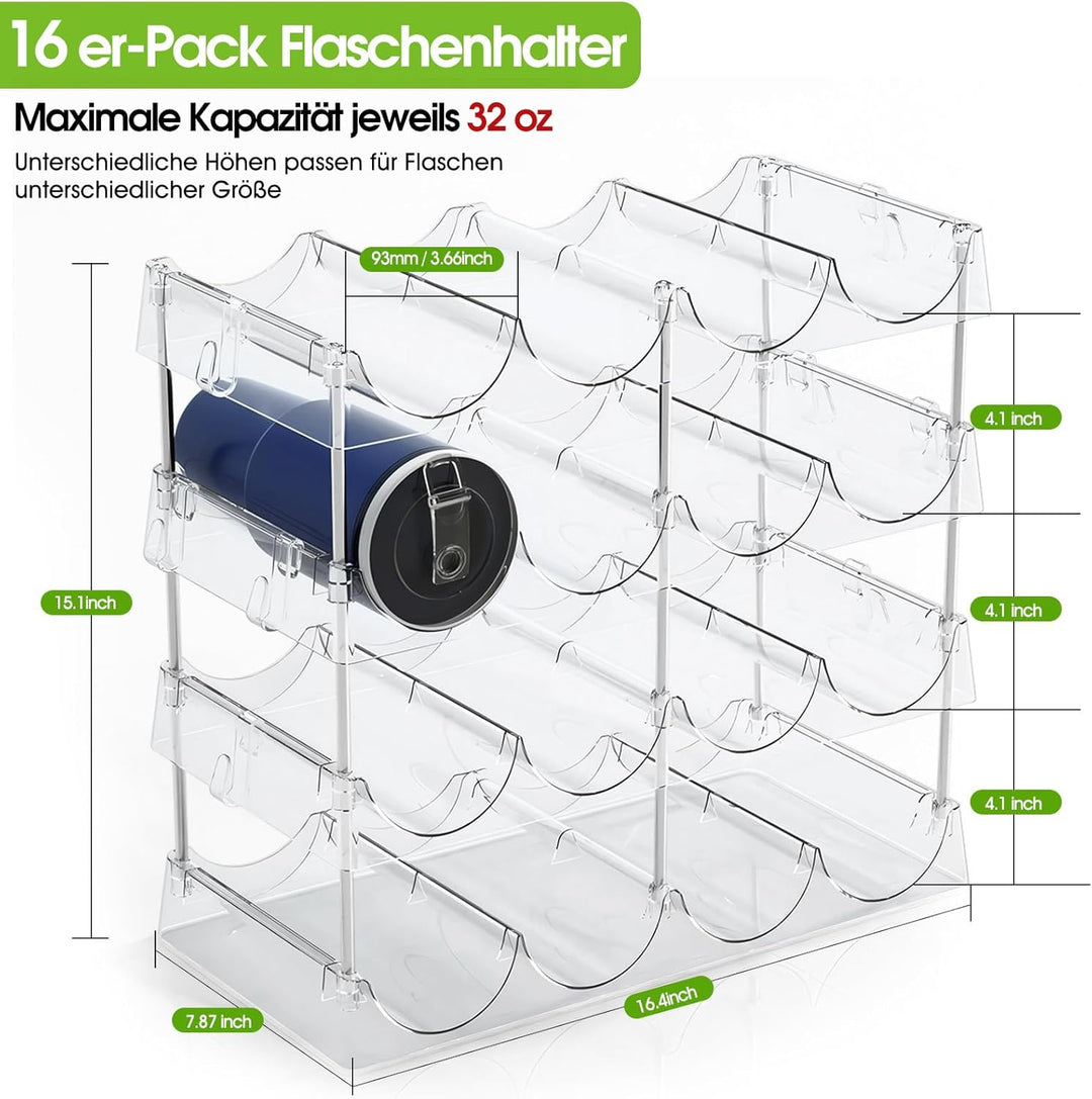 4 Tier Kühlschrank Flaschenhalter, Getränkehalter, Weinregal, klar stapelbar Kunststoff Flaschenabla