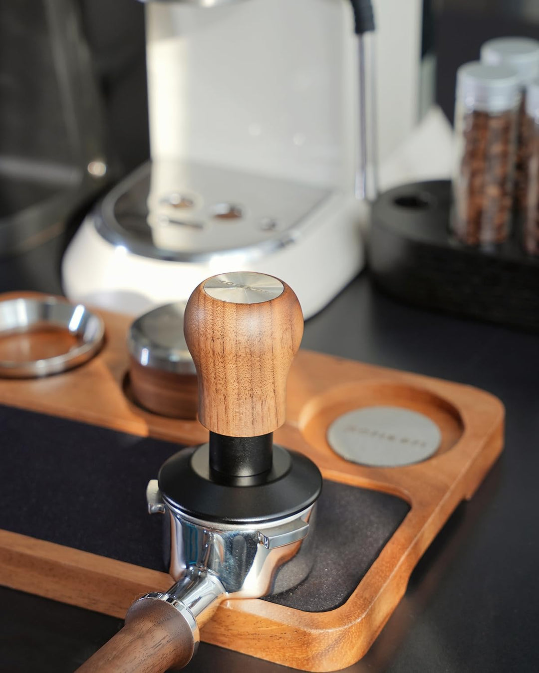 KOFIKOFI 53.3mm Kaffee Tamper mit Base Ripple Doppelfeder 30lbs Anpressdruck Espresso Tamper 304 Ede