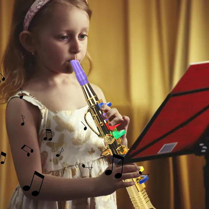 Saxophon für Kinder, Musical Sound Toy, mit 8 farbigen Notenschlüsseln, geeignet für Teach Basic Son