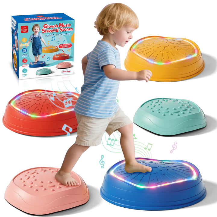 Lehoo Castle Balanciersteine für Kinder mit Lichtern und Musik, Stapelsteine Balance Steine Set Für