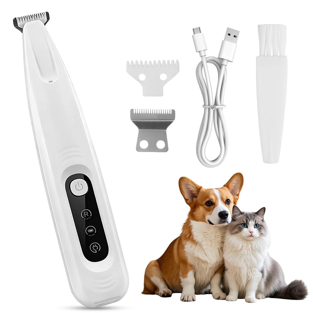 Haustierhaarschneider mit LED-Licht,PawTrim Pro Leise,Mit Ersatzklinge,Kabellos Haustier Rasierer Mi