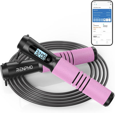 RENPHO Springseil, Smart Fitness Skipping Rope mit APP Daten Analyse, Workout-Jump Rope, Speed Rope