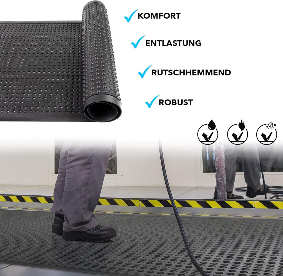 Floordirekt Arbeitsplatzmatte Bubble 90 x 200 cm - Anti-Ermüdungsmatte für Steharbeitsplätze - Natur