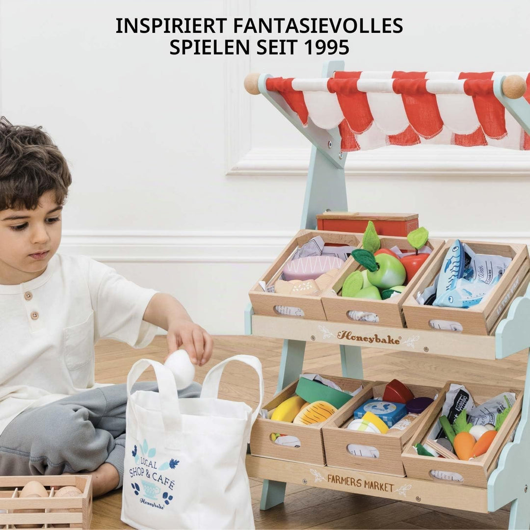 Le Toy Van – Honeybee Market Spielzeugladen aus Holz | Supermarkt-Rollenspiel Lebensmittelladen, TV1