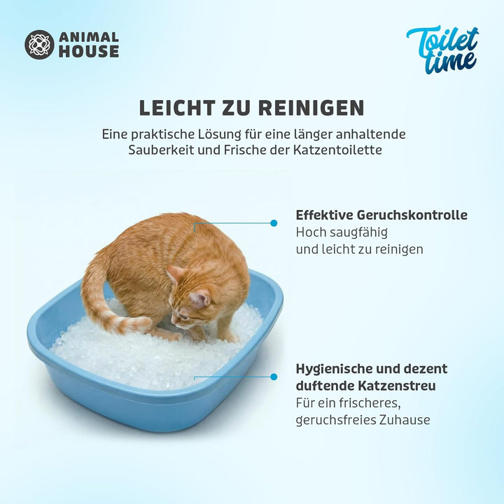 Animal House Toilet Time – Kristall-Silikonstreu für Katzen – antistatisch und sicher – staubfrei –