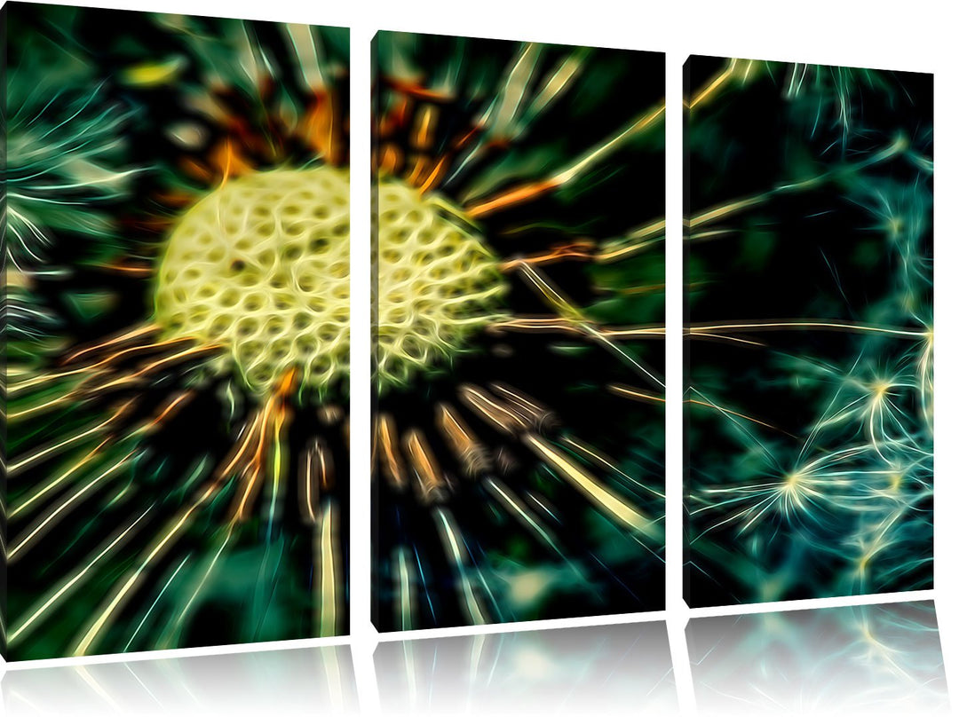 Pixxprint Pusteblume als Leinwandbild/Grösse: 3 Teilig (120x80 cm) cm/Wandbild/Kunstdruck/fertig bes