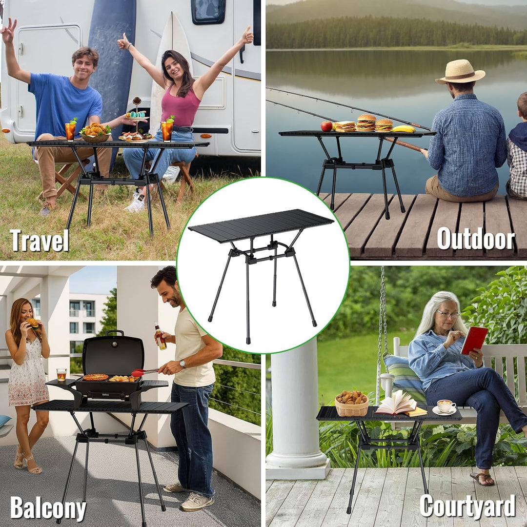 GARLLEN Campingtisch klappbar, 89x40,5cm & 4 höhenverstellbar Klapptisch Aluminium Leicht Mehrzweckt