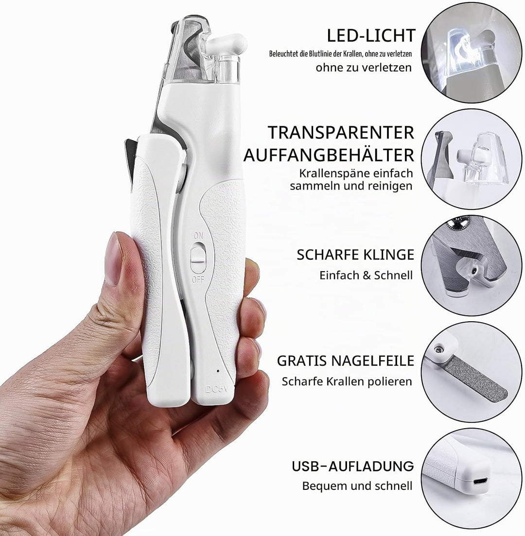 GOMETY Profi LED Hunde &amp; Katzen Nagelknipser: Ergonomischer Griff, Sicherheitsverriegelung, für Mitt