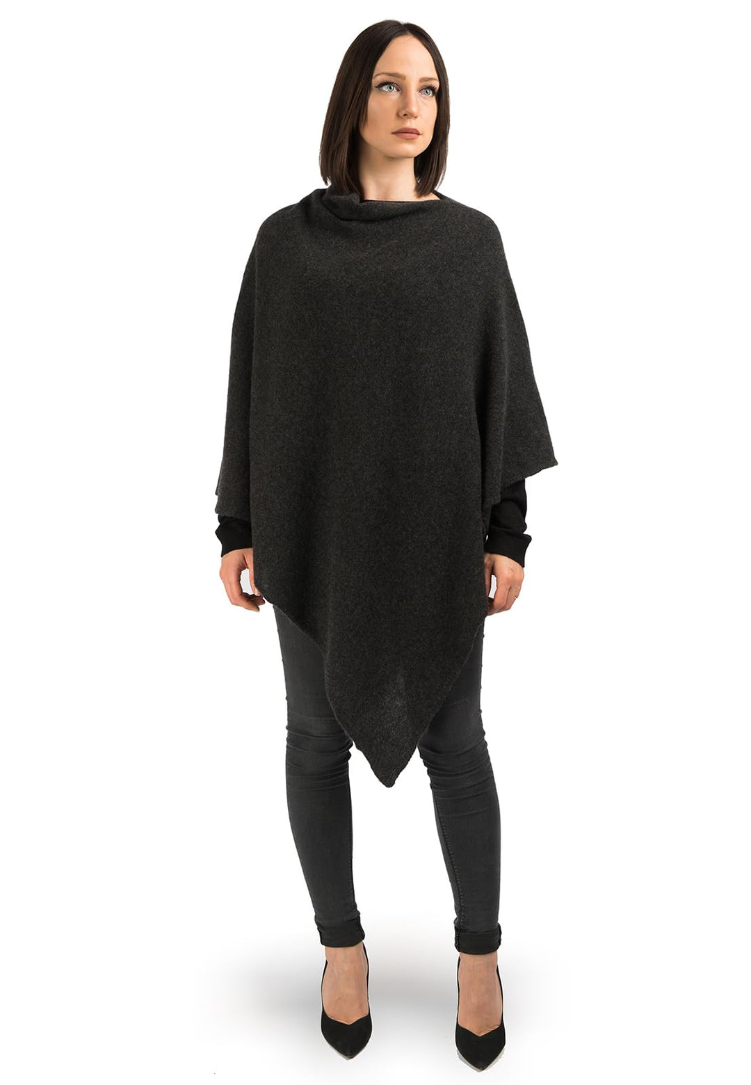 Dalle Piane Cashmere - Poncho aus 100% Kaschmir - Made in Italy - für Frau Einheitsgrösse Anthrazit,