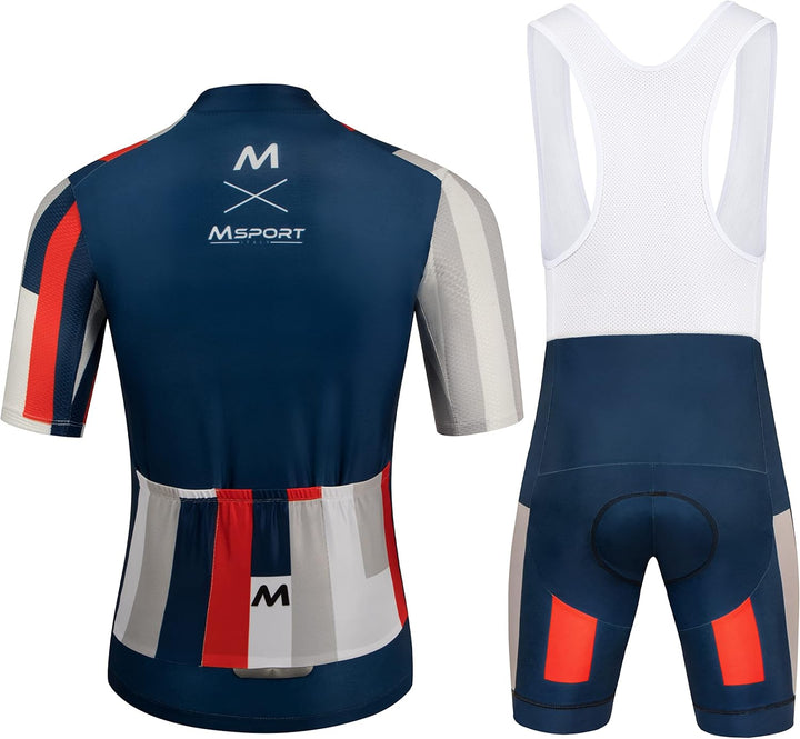 Msport Radtrikot Set Herren Kurzarm mit Sitzpolster Schnell Trocknend Atmungsaktiv Fahrradbekleidung