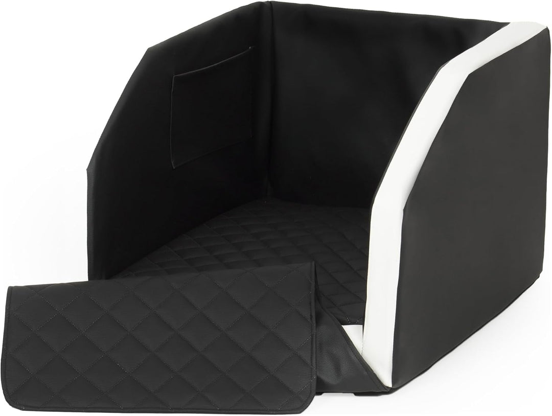 Autohundebett Hunde-Autositz Hundebett f. Rückbank Hundesitz Anschnallgurt 55x70 (Farbe: schwarz - w