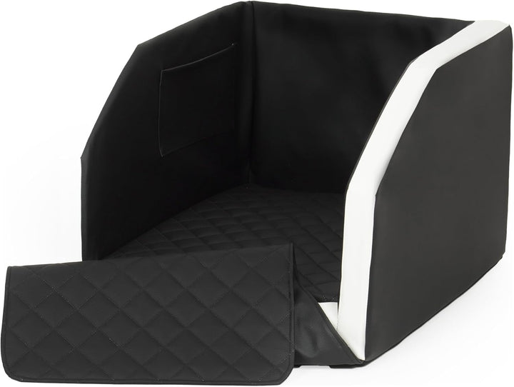 Autohundebett Hunde-Autositz Hundebett f. Rückbank Hundesitz Anschnallgurt 55x70 (Farbe: schwarz - w