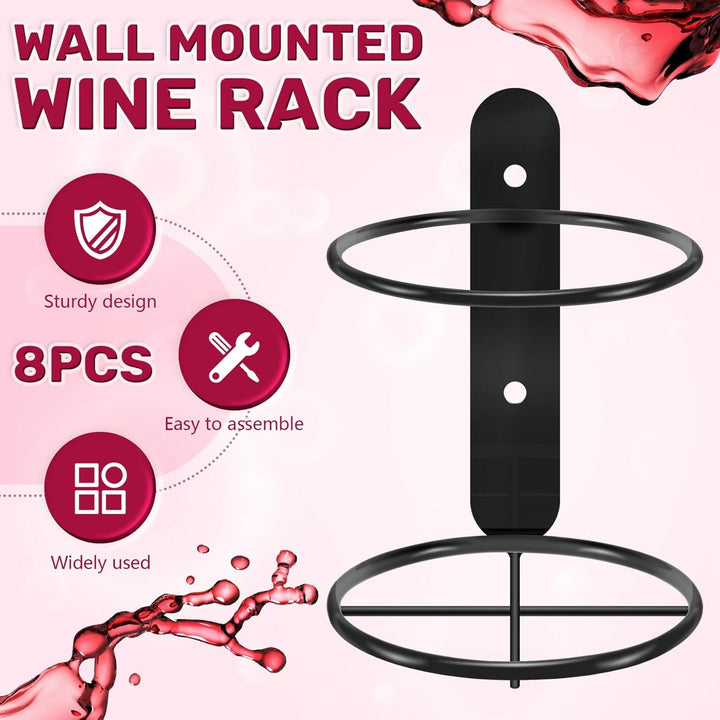 8 PCS Wand Montiert Weinregal, Einzelnes Weinregal, moderner Metall-Wandhalter für Rotweinflaschen m