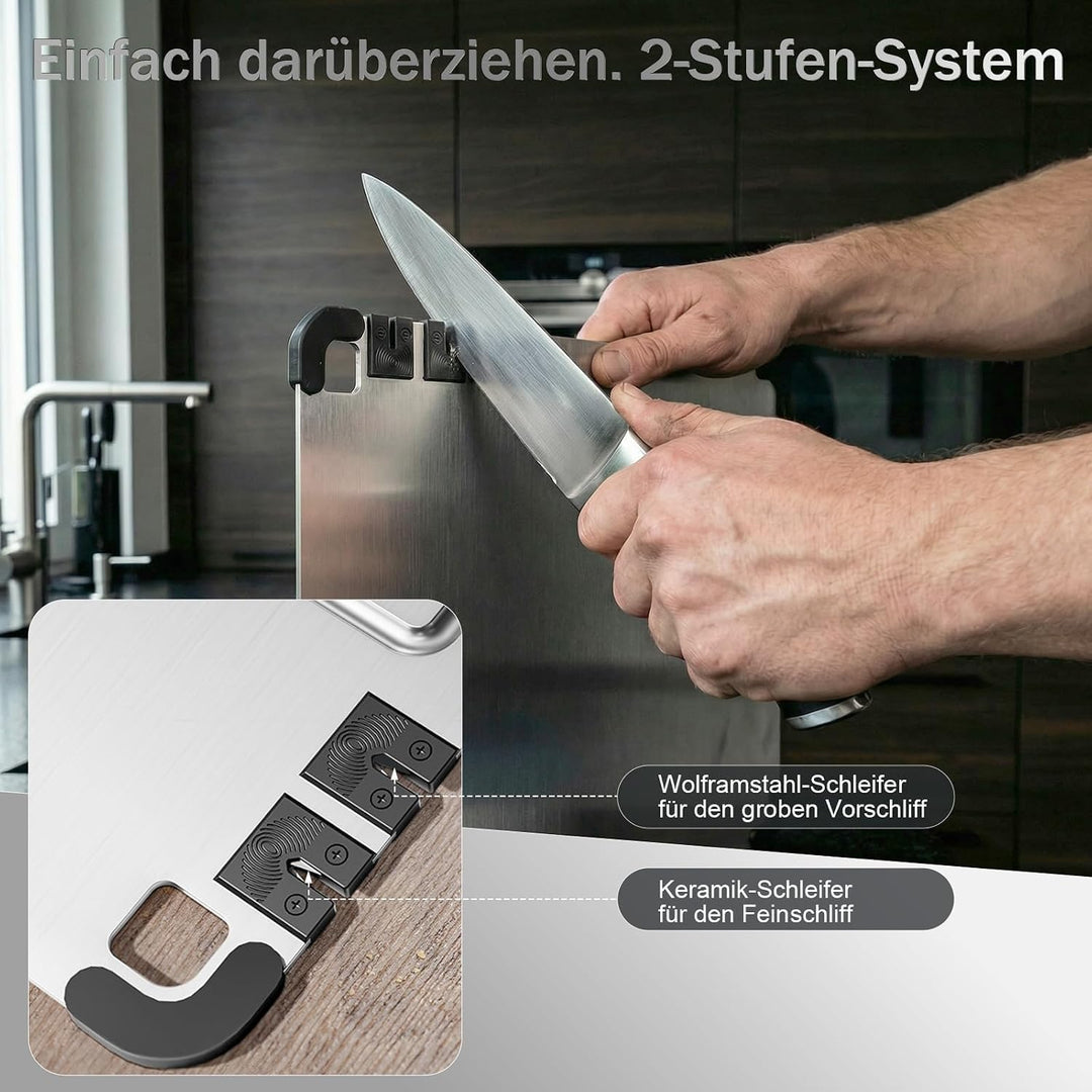 Schneidebrett Edelstahl Upgrade - Cutting Board Antibakterielles Schneidebretter mit Saftrille, Inte