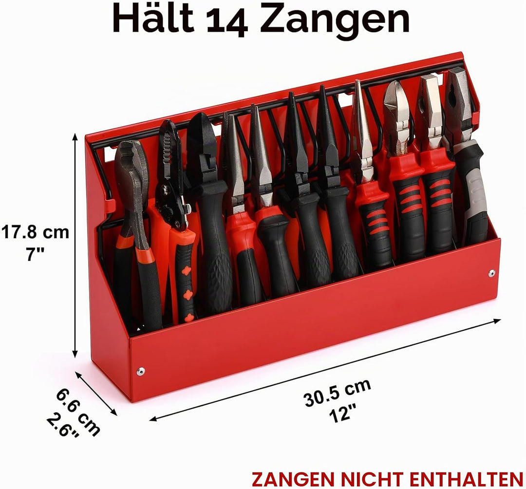 CASOMAN Plier Organizer Rack, Pliers Cutters Organizer, Black/Red, 11-Slot Plier Rack, Mounts on a p