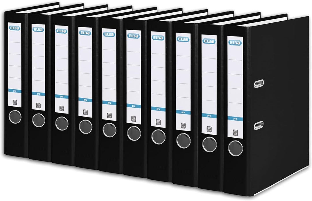 Elba Ordner A4, Smart Pro, 5 cm schmal, Kunststoff aussen, schwarz, 10 Stück, schwarz