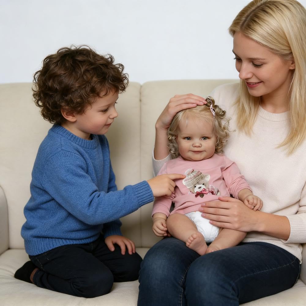 Zero pam Reborn Baby Mädchen Vollsilikon 20 Zoll 50 cm Süss Lächeln Reborn Baby Puppe Lebensechte Ec