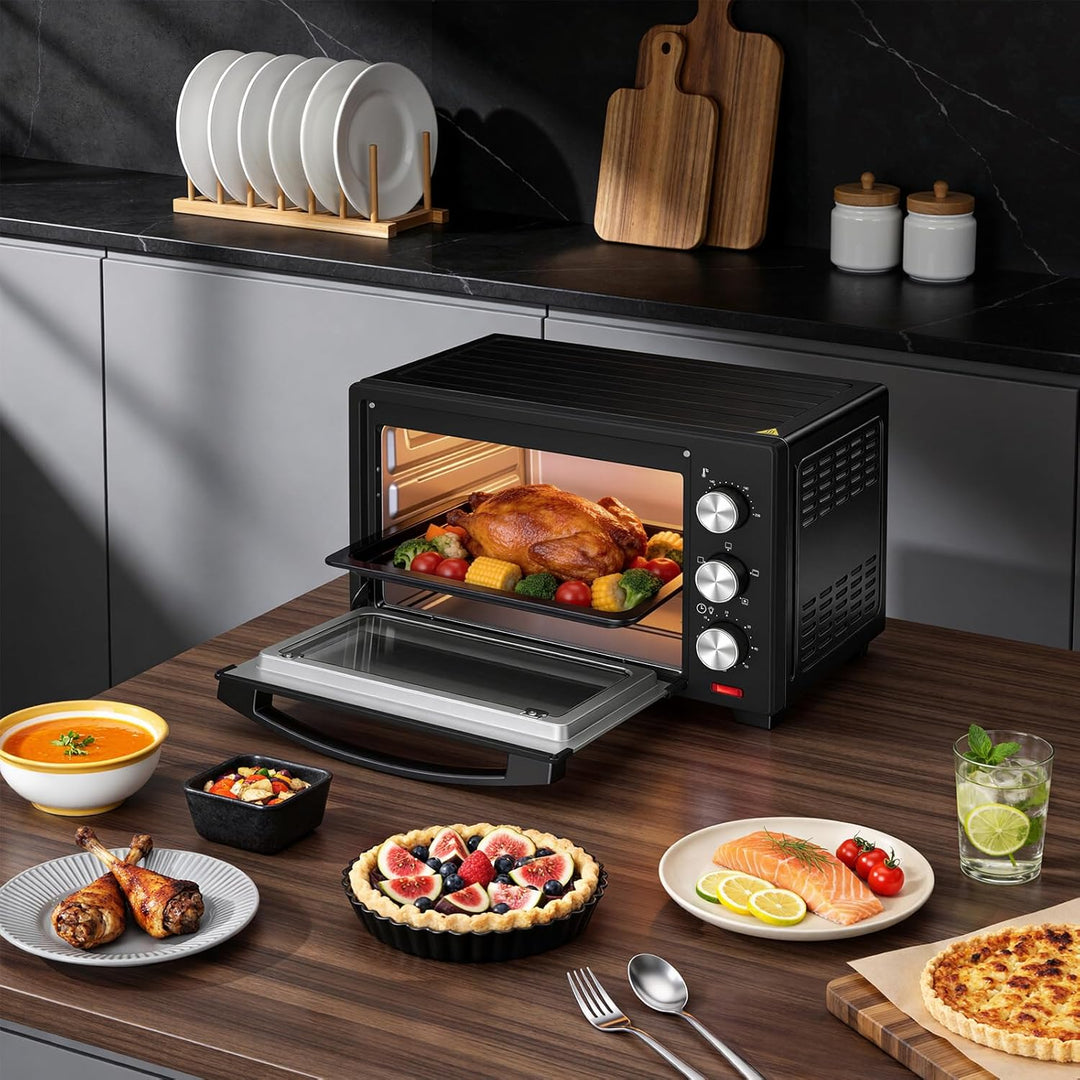 WOLTU Mini Backofen 25 Liter, 1500 Watt Toasterofen | Pizzaofen | Krümelblech mit Timer Minibackofen