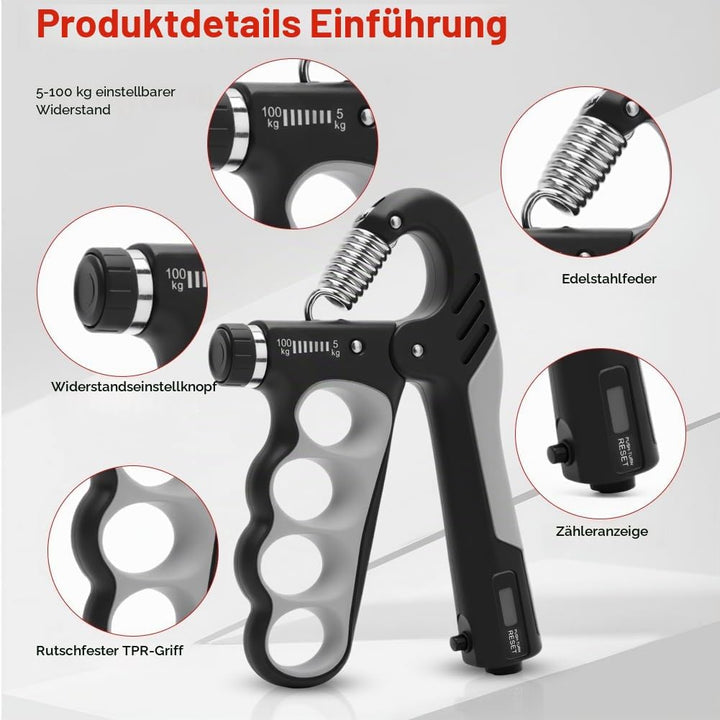 2 Stück Griffkraft Trainer, 5-100kg Handgriff Trainer, Verstellbare Unterarm Trainingsgerät, Finger