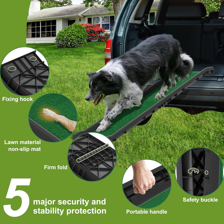 Hunderampe Auto Klappbar Hundetreppe Anti-Rutsch bis 90 kg 156x40cm Rampe Hund für SUV Grosse Kleine