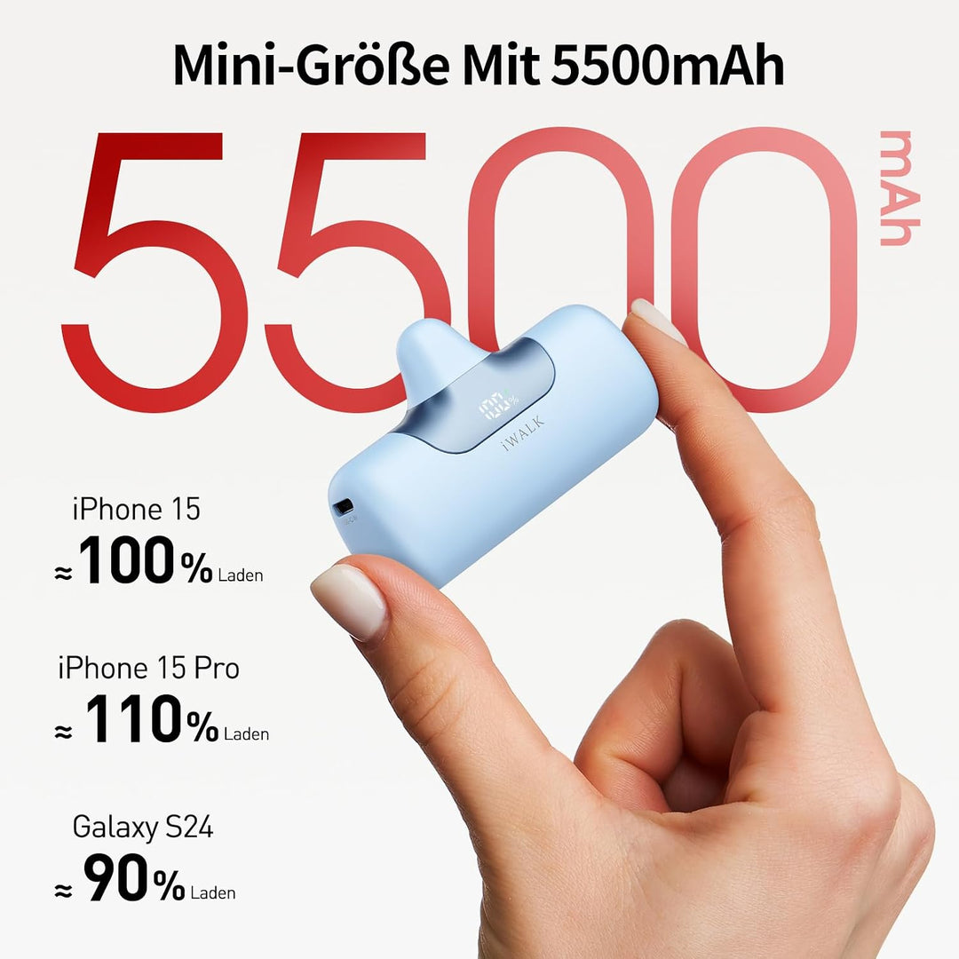 iWALK Powerbank 5500mAh Mini USB C Power Bank 22.5W Fast Charging Powerbank Klein Leicht Kompakte Ex