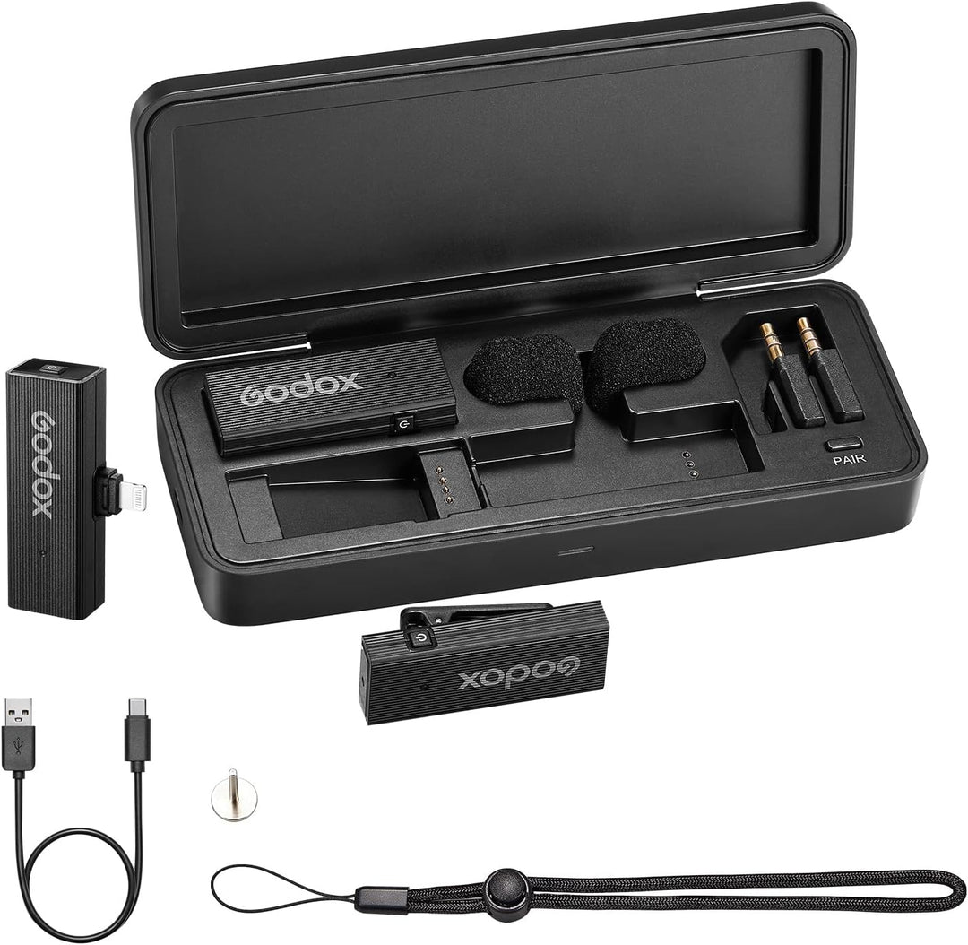 GODOX MoveLink Mini LT Kit2 kabelloses Mikrofon für iPhone, 100 m Reichweite, Geräuschunterdrückung,