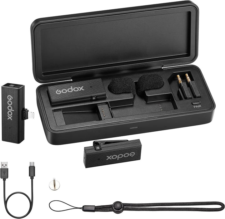 GODOX MoveLink Mini LT Kit2 kabelloses Mikrofon für iPhone, 100 m Reichweite, Geräuschunterdrückung,