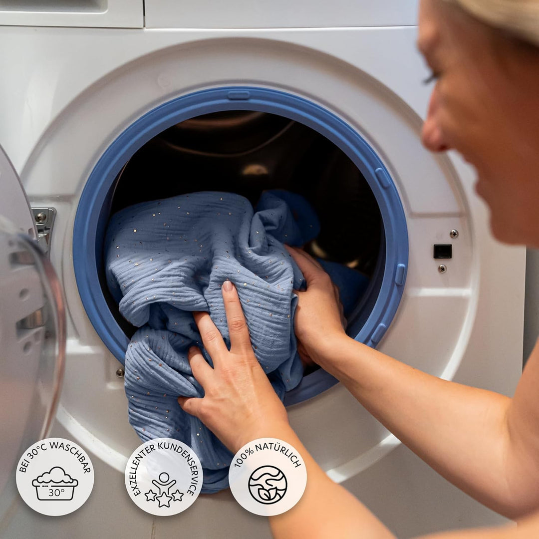 Betthimmel Babybett mit Goldapplikationen [in 12 Farben] Himmel Babybett aus 100% Baumwolle Musselin