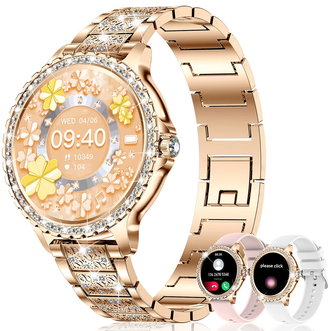 Smartwatch mit Telefonfunktion Diamond, 1.32"Smart Watch Damenuhr mit Anruffunktion ,Menstruationszy