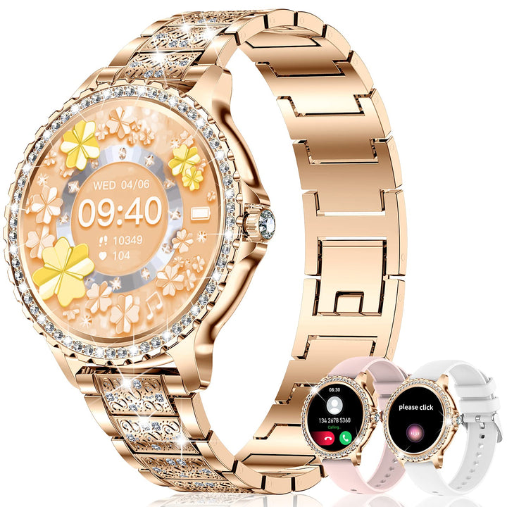 Smartwatch mit Telefonfunktion Diamond, 1.32"Smart Watch Damenuhr mit Anruffunktion ,Menstruationszy