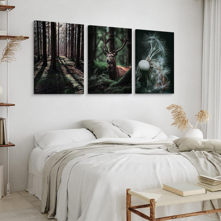 Muralo - Wandbilder Set - Leinwand Bilder Set Aufhängefertig - Bilder für Wohnzimmer Schlafzimmer -