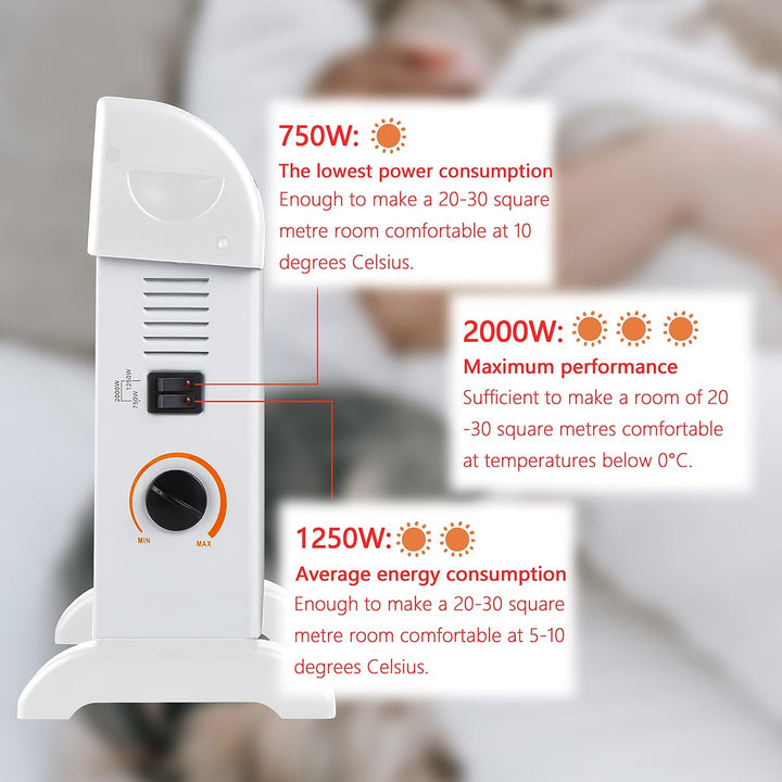 DONYER POWER Elektrische Konvektor-Heizung 2000W Raumheizung Sicher und effizient Schwarz, Schwarz