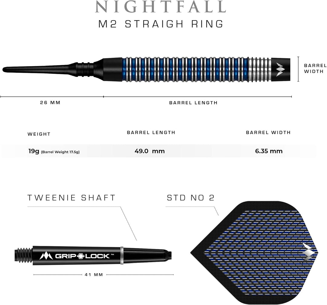 Mission Nightfall Dartpfeile mit weicher Spitze 19 g M2, 19 g M2