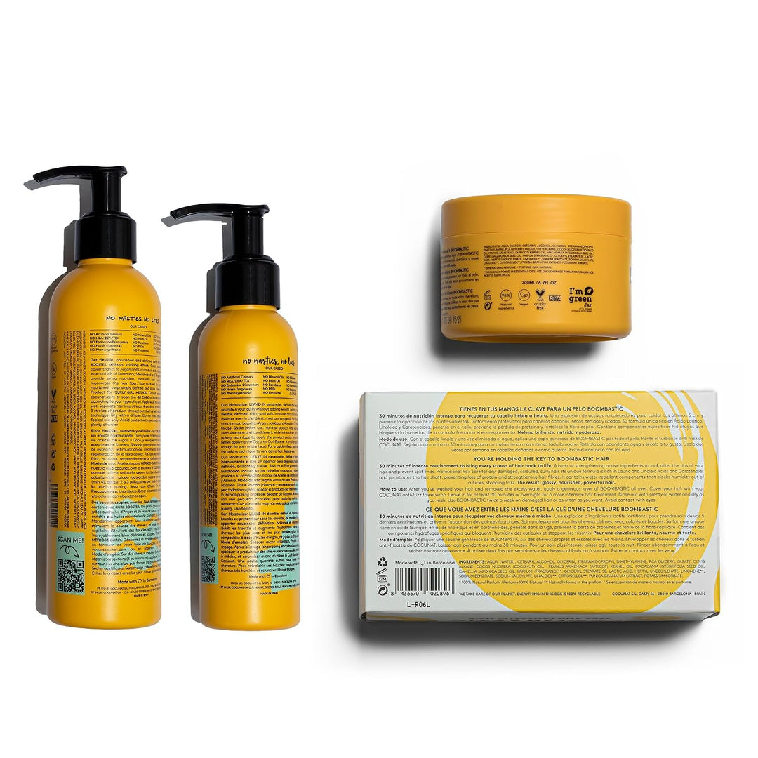 COCUNAT | Set Curly Nutrition Plan | Curly-Girl-Methode, Ultra-pflegende Boombastic und Anti-Frizz-T
