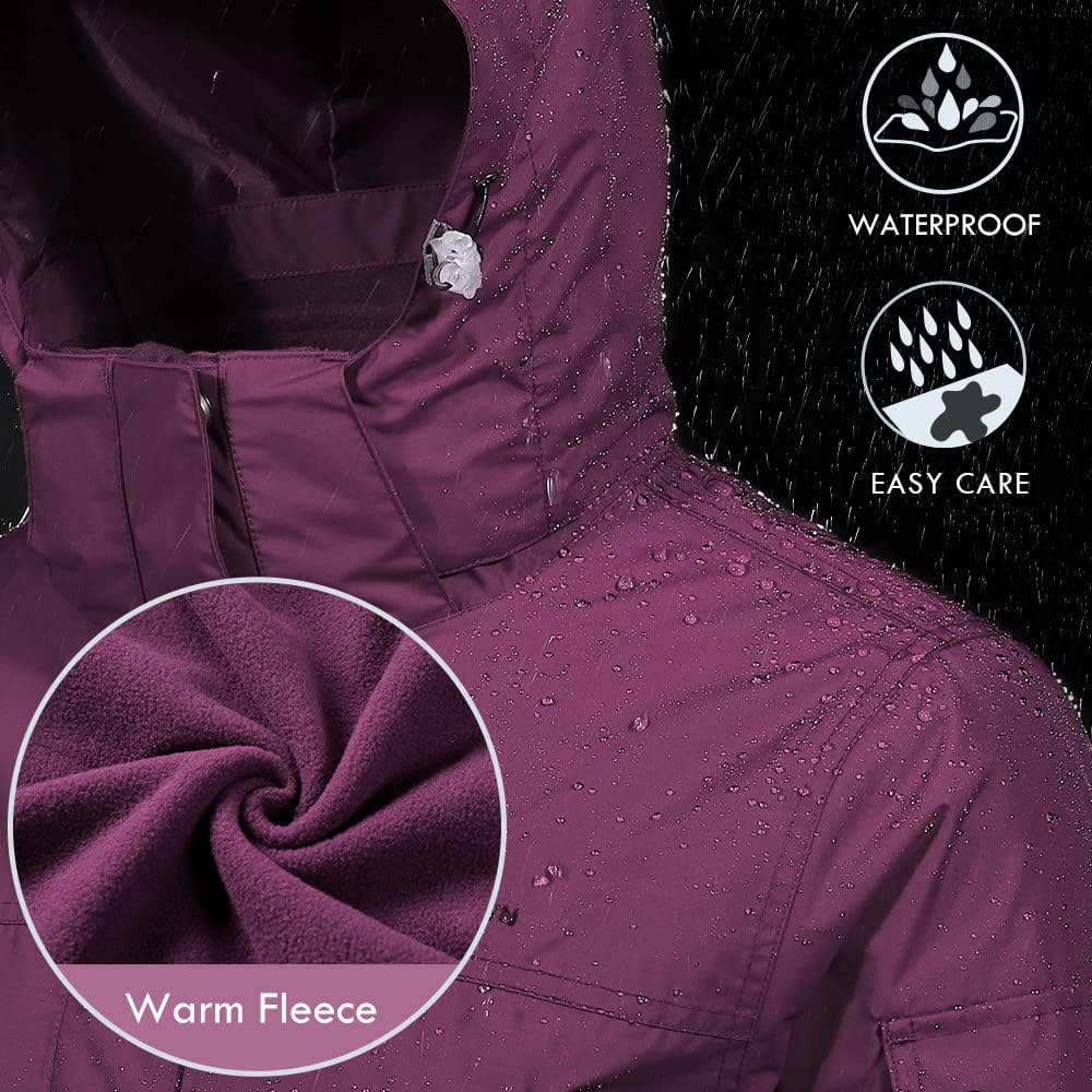 OutPro Damen 3-in-1-Skijacke wasserdicht winddicht Winterjacke Outdoor Wandern mit Fleece gefüttert