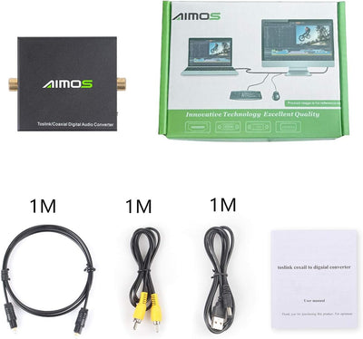 Optical zu Coaxial OR Coax auf Toslink Converter, Audio Bidirektional Adapter für PS3, HD DVD, PS4,
