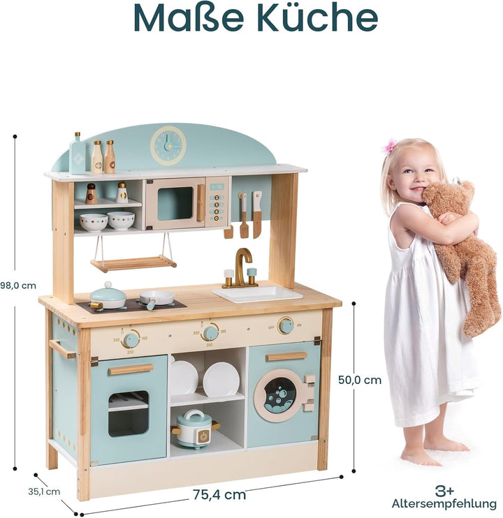 ROBOTIME Küchenspielset aus Holz für Kinder, Spielküche für Kleinkinder, grosse Kinder, Mädchen, Jun