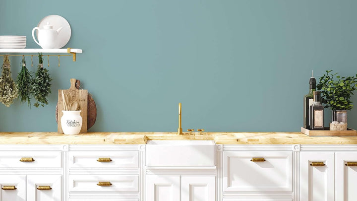 New Walls Premium Wandfarbe Blau, Blaugrün Liquid Luxury Dispersionsfarbe für Innenräume – 1 L 1000