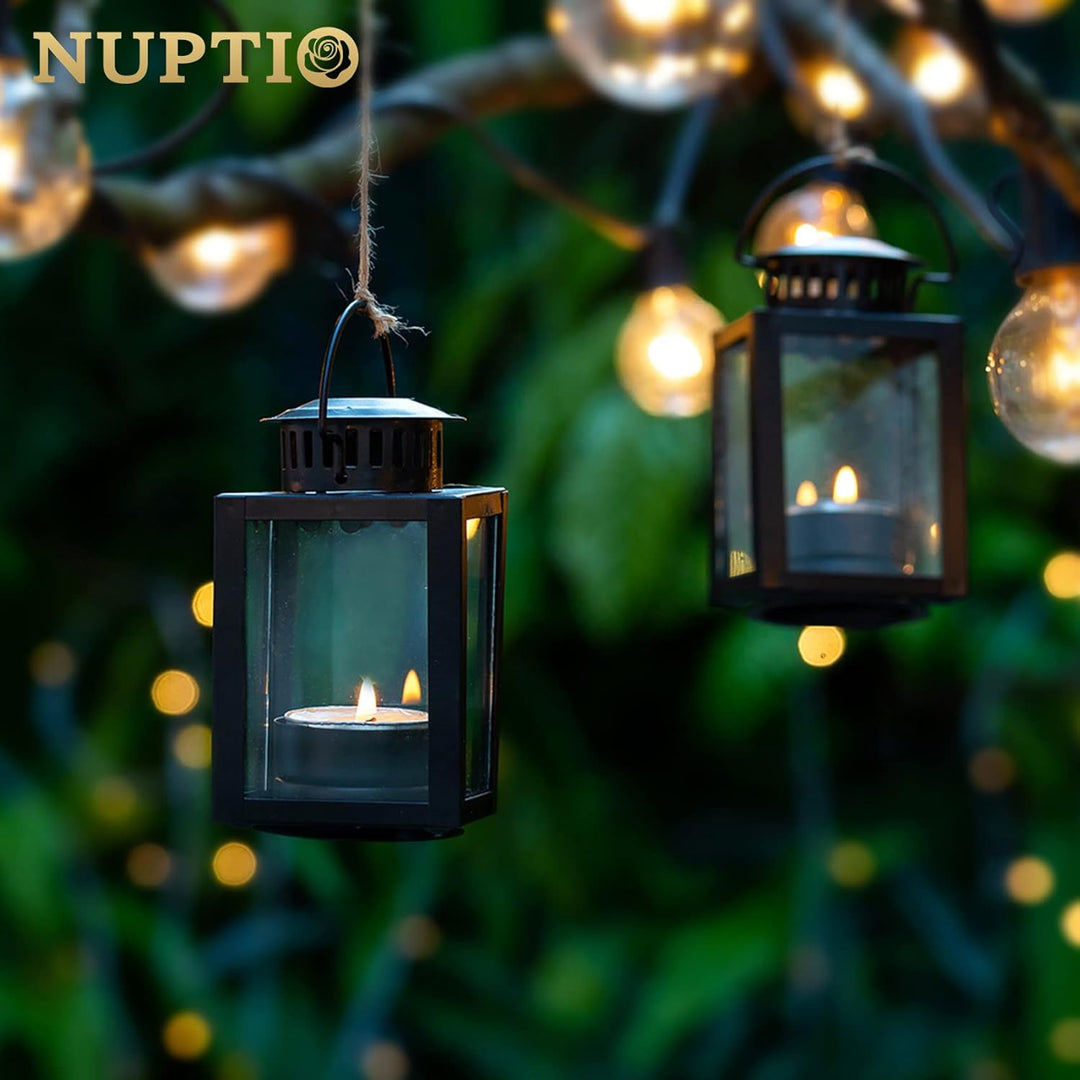 NUPTIO Laterne Klein für Teelichter Draussen: 4 Stück Mini Teelicht Laternen Kleine Outdoor Schwarz