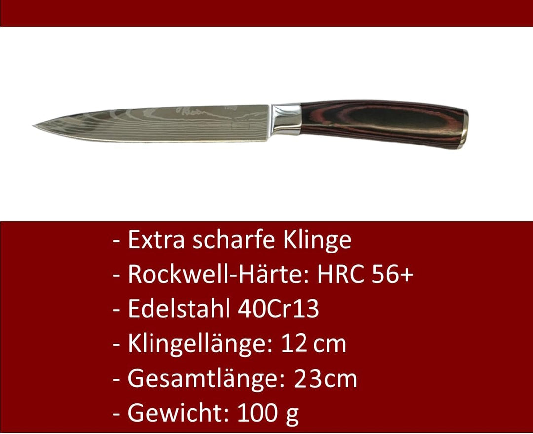 SOIXX Allzweckmesser Kochmesser, Edelstahl, scharfe Klinge, Holzgriff, Geschenkbox