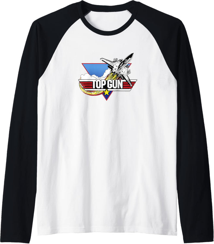 Top Gun Fighter Jet Portrait Logo Raglan