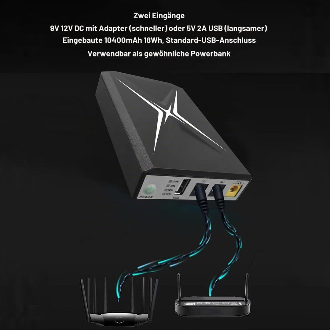 Mini UPS Wechselrichter, Mini Backup-Batterie, USV, 10400 mAh, Stromversorgung ohne Unterbrechung, E