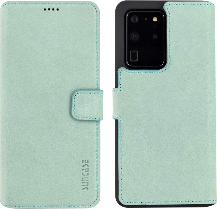 Suncase Book-Style Hülle kompatibel mit Samsung Galaxy S20 Ultra Leder Tasche (Slim-Fit) Lederhülle
