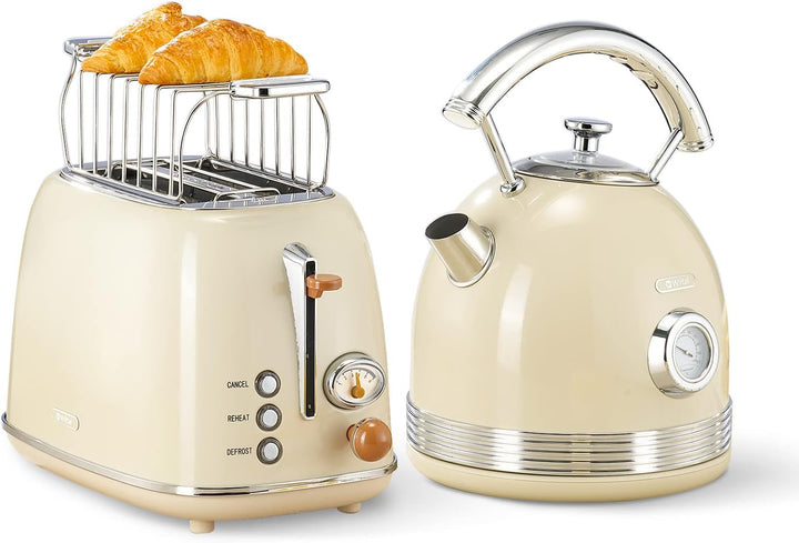 Wiltal Toaster Retro 2 Scheiben, 6 Einstellbare Bräunungstufen, mit hochwertige Brötchenaufsatz, Auf