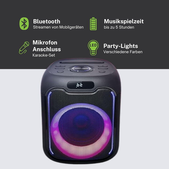 MUSE M-1803 Partybox 150W mit Bluetooth, Akku, Mikrofon &amp; Stereo-Pairing